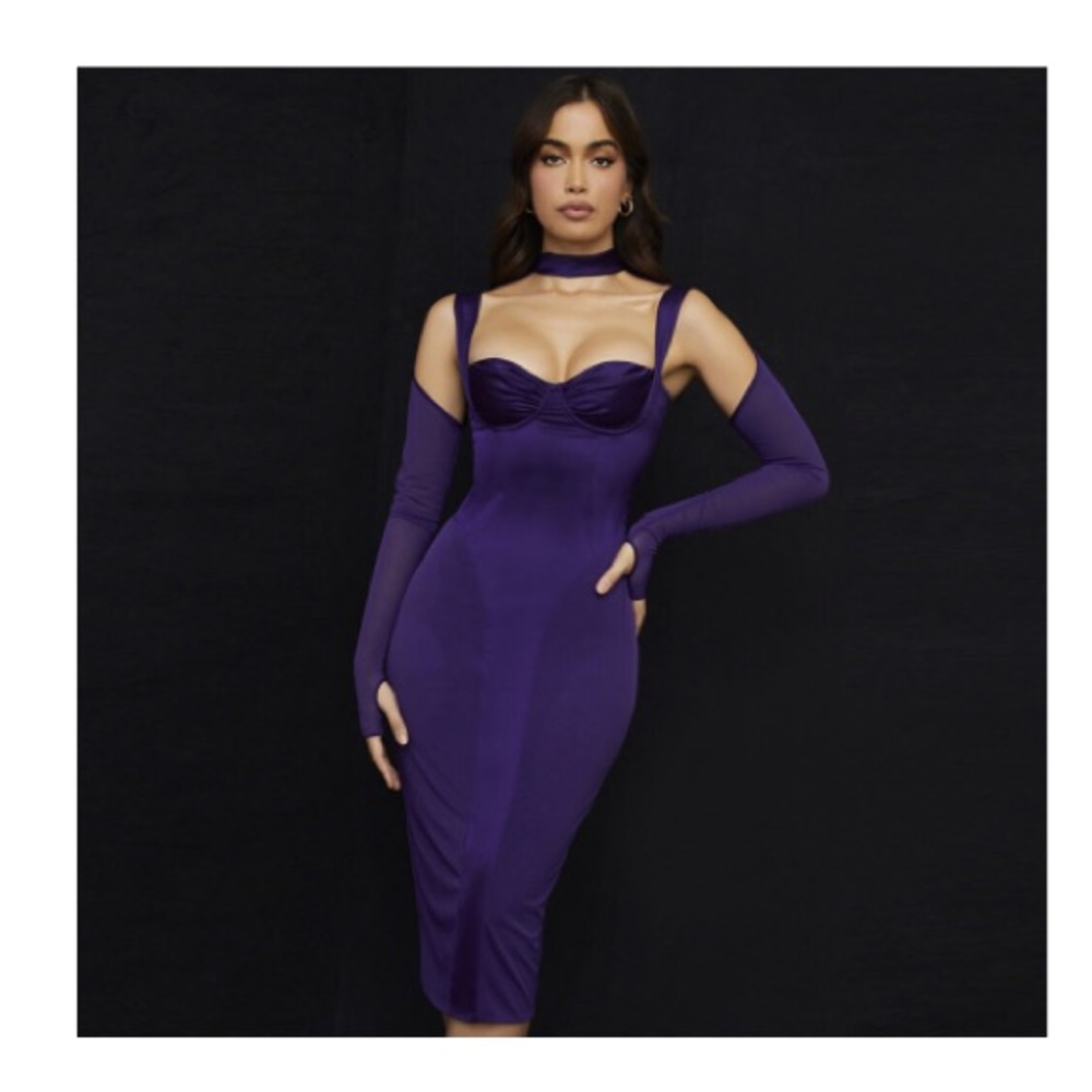 Purple corset bandage dress